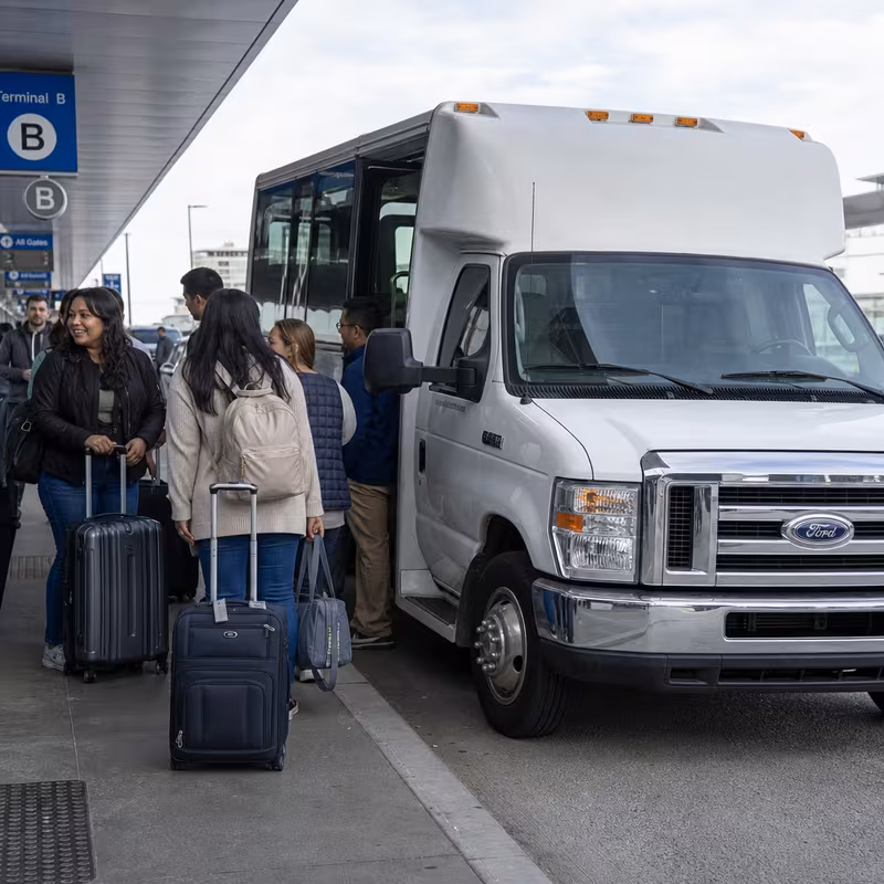 Black Mercedes Sprinter van staged for an Los Angeles Airport Transportation group