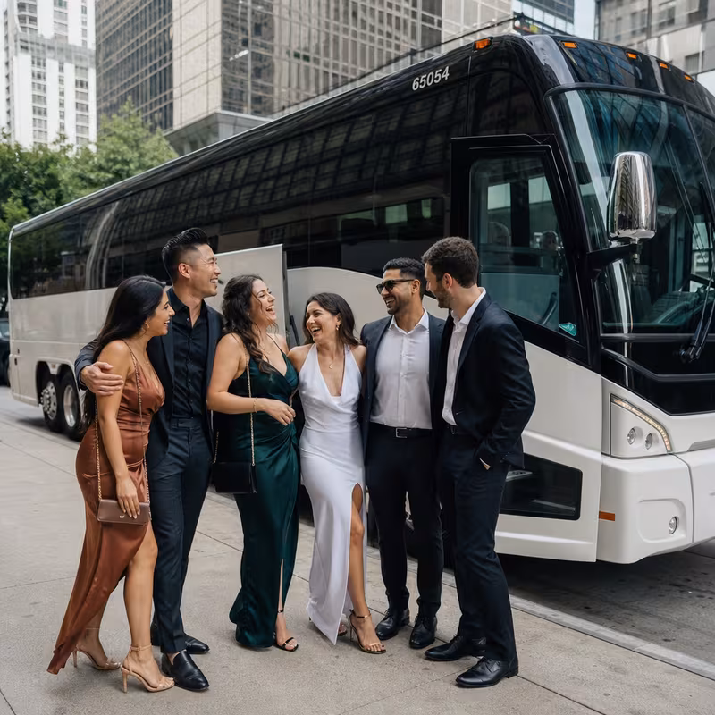 Passengers loading luggage while boarding an Los Angeles group shuttle