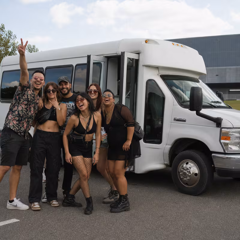Black Mercedes Sprinter van staged for an Los Angeles Concert Transportation group