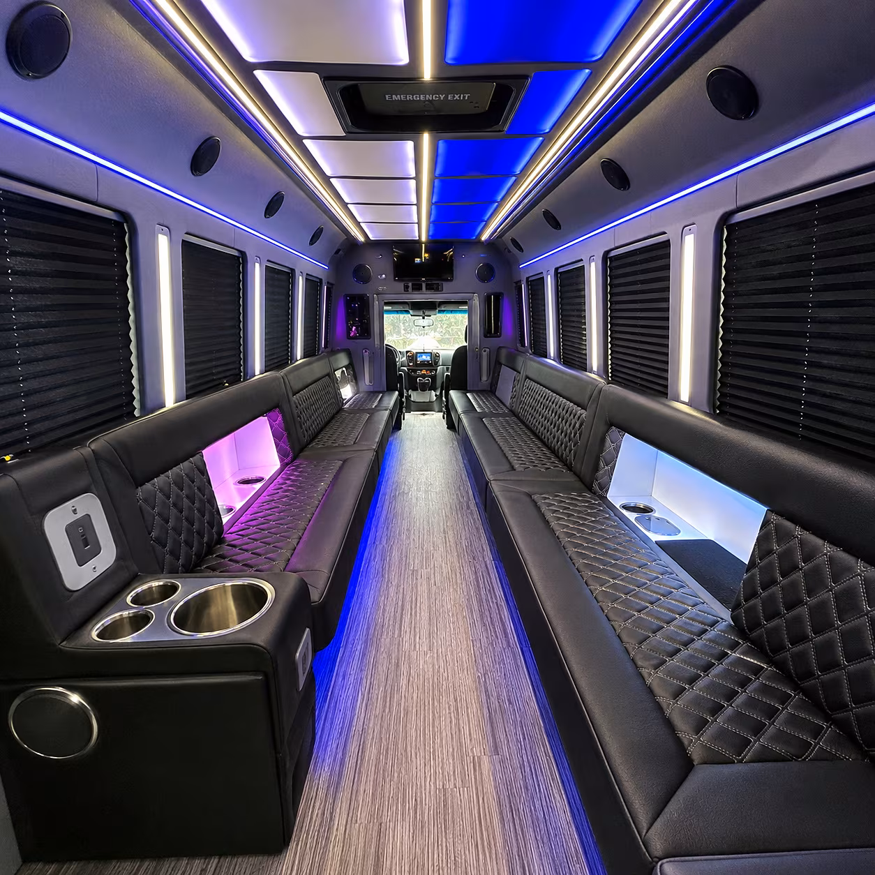 Los Angeles Birthday, Sweet 16, & Quinceañera Transportation party bus interior