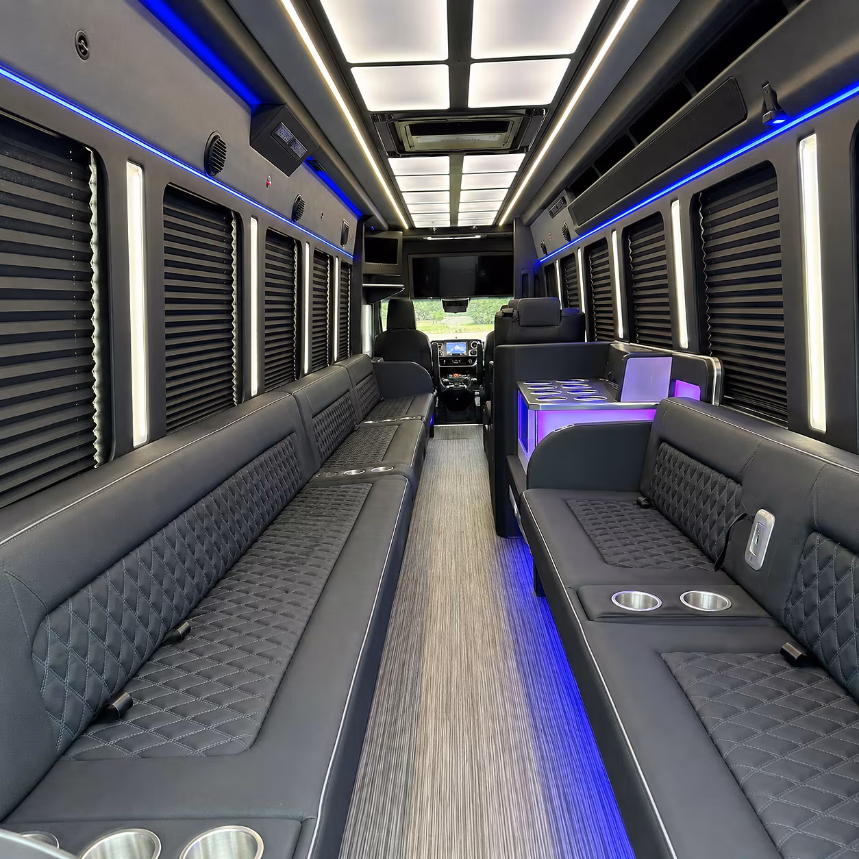 Los Angeles Birthday, Sweet 16, & Quinceañera Transportation party bus interior