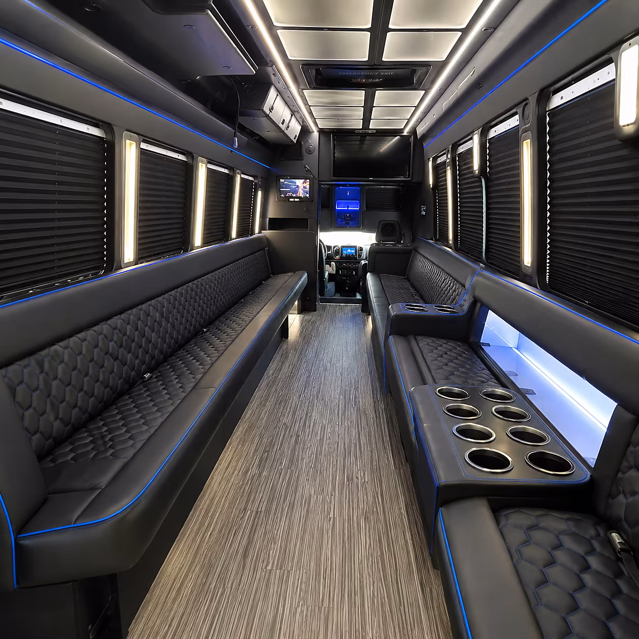 Los Angeles Prom & Homecoming Transportation party bus interior