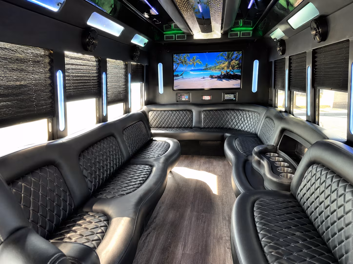 Los Angeles Sporting Event Transportation party bus exterior