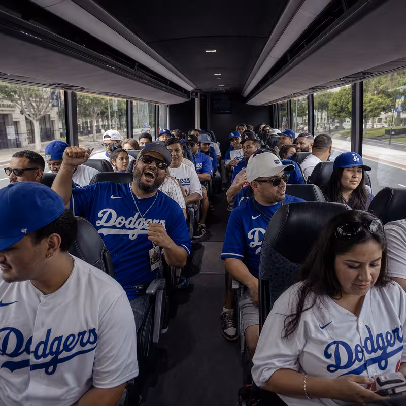Black Mercedes Sprinter van staged for an Los Angeles Sporting Event Transportation group