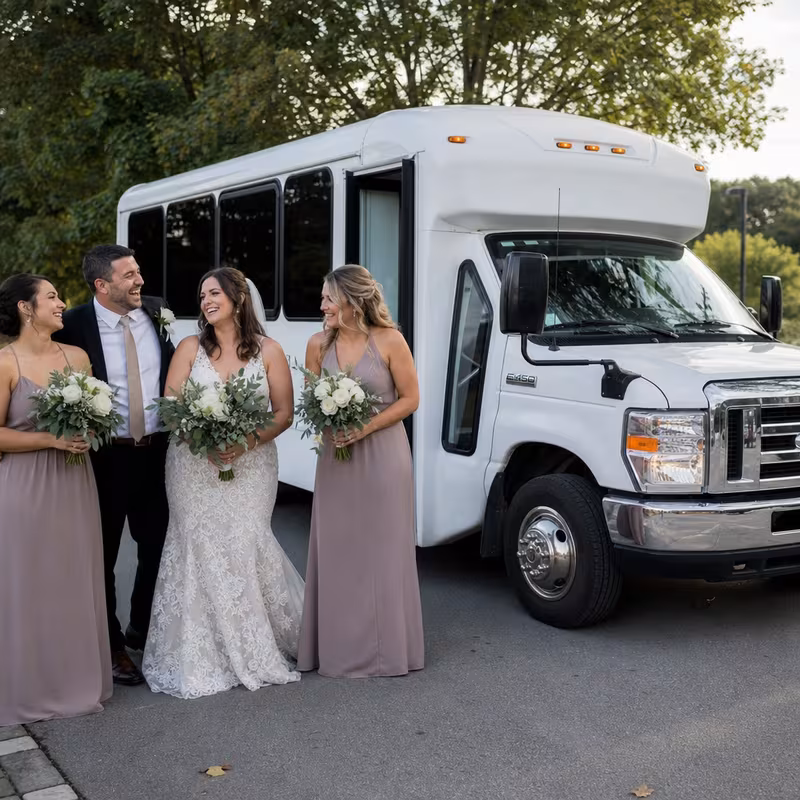 Passengers loading luggage while boarding an Los Angeles group shuttle